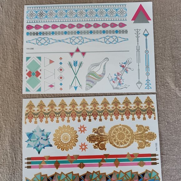 3 sheets Golden Silver Temporary Tattoo - Picture 6 of 16